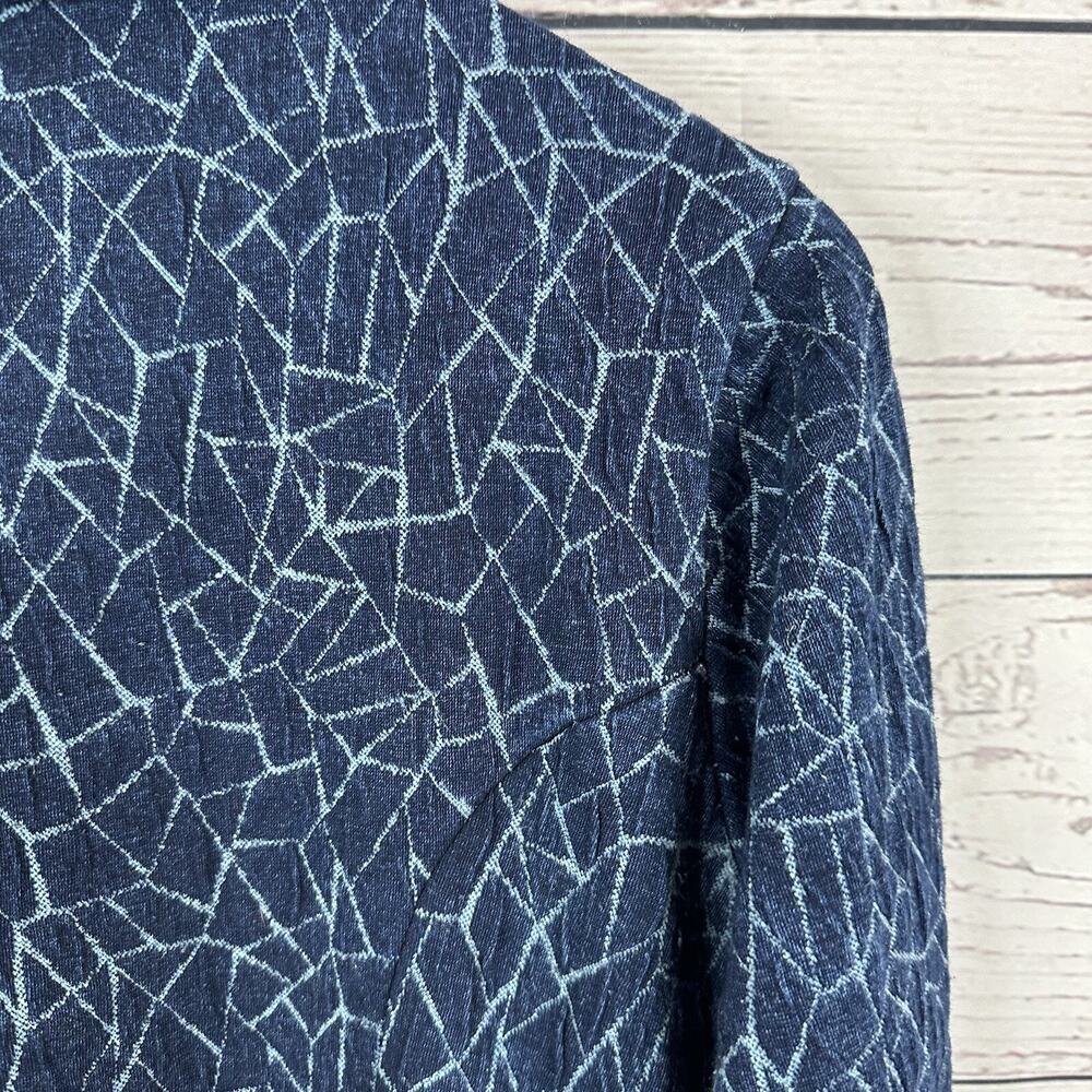 Parsley Sage Jacket Womens Medium Blue Knit Blazer Button Art Relaxed Stretch - Picture 5 of 12